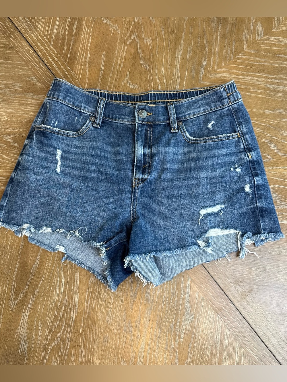 Aerie Daydream Denim Distressed jean shorts